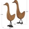 image:imageDeco 79 Wood Duck Decorative Garden Sculpture Abstract Minimalistic Garden Statues with Black Metal Feet Set of 2 Outdoor Sculptures 13 12H Brown