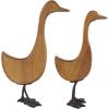 image:imageDeco 79 Wood Duck Decorative Garden Sculpture Abstract Minimalistic Garden Statues with Black Metal Feet Set of 2 Outdoor Sculptures 13 12H Brown