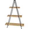 image:imageDeco 79 Wood Handmade Storage Shelving Unit Folding 3 Shelf Shelving Unit with Silver Metal Hardware Display Shelf 63 x 22 x 71 BrownBlack