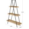 image:imageDeco 79 Wood Handmade Storage Shelving Unit Folding 3 Shelf Shelving Unit with Silver Metal Hardware Display Shelf 63 x 22 x 71 BrownBlack