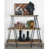 image:imageDeco 79 Wood Handmade Storage Shelving Unit Folding 3 Shelf Shelving Unit with Silver Metal Hardware Display Shelf 63 x 22 x 71 BrownBrown