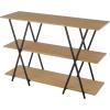 image:imageDeco 79 Wood Handmade Storage Shelving Unit Folding 3 Shelf Shelving Unit with Silver Metal Hardware Display Shelf 63 x 22 x 71 BrownBrown