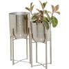 image:imageCosmoLiving by Cosmopolitan Metal Indoor Outdoor Planter Dome Large Planter Pot with Removable Stand Set of 2 Planters 20 22H WhiteSilver Coat