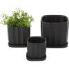 image:imageDeco 79 Ceramic Indoor Outdoor Planter Patterned Small Planter Pot with Attached Saucer Set of 3 Planters 1085 H WhiteBlack