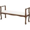 image:imageDeco 79 Fabric Home Bench Arm Entryway Bench with Brown Traditional Wood Turned Legs Bedroom Bench 55 x 16 x 27 Cream