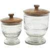 image:imageDeco 79 Glass Living Room Decorative Jars Beaded Decorative Container with Wood Lids Set of 2 Jar with Lid 8 7H ClearClear