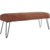 image:imageDeco 79 Leather Home Bench Upholstered Entryway Bench with Linear Tufted Panels and Black Metal Hairpin Legs Bedroom Bench 47 x 17 x 18 BrownBrown