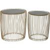 image:imageDeco 79 Metal Side End Accent Table End Table with Shaded Glass Top Set of 2 Side Table 17 18H Gold
