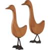 image:imageDeco 79 Wood Duck Decorative Garden Sculpture Abstract Minimalistic Garden Statues with Black Metal Feet Set of 2 Outdoor Sculptures 13 12H Brown