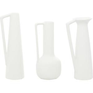 image:imageCosmoLiving by Cosmopolitan Ceramic Decorative Vase Centerpiece Vases with Handles Set of 3 Flower Vases for Home Decoration 17 16 16H WhiteWhite