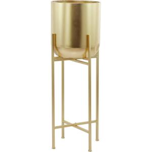 image:imageCosmoLiving by Cosmopolitan Metal Indoor Outdoor Planter Dome Large Planter Pot with Removable Stand Set of 2 Planters 20 22H WhiteGold