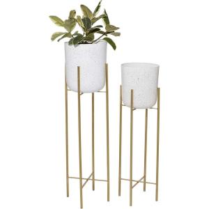 image:imageCosmoLiving by Cosmopolitan Metal Indoor Outdoor Planter Dome Large Planter Pot with Removable Stand Set of 2 Planters 20 22H WhiteWhite