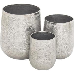 image:imageDeco 79 Benzara 22135 BreathTaking Aluminium Set of 3 Planters 21 16 13H SilverSet of 3 Planters 21  16  13H