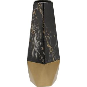 image:imageDeco 79 Ceramic Decorative Vase Faux Marble Centerpiece Vase with Gold Base Flower Vase for Home Decoration 8 x 7 x 18 Dark Gray