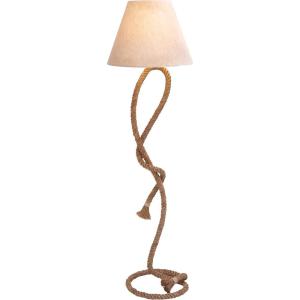 image:imageDeco 79 Jute Rope Room Floor Lamp Twisted Rope Standing Tall Lamp with Cream Linen Shade Tall Lamp 18 x 18 x 63 Brown