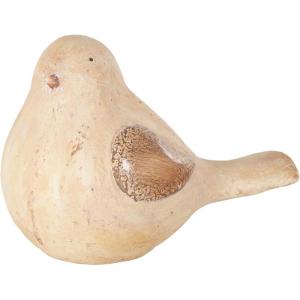 image:imageDeco 79 Magnesium Oxide Bird Decorative Garden Sculpture Sitting Garden Statue with Brown Accents Outdoor Sculpture 13 x 7 x 9 Cream
