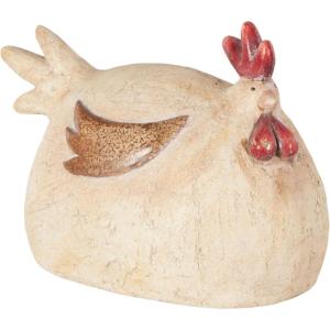 image:imageDeco 79 Magnesium Oxide Rooster Decorative Garden Sculpture Sitting Garden Statue with Brown and Red Accents Outdoor Sculpture 14 x 7 x 10 Cream