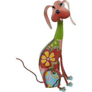 image:imageDeco 79 Metal Dog Decorative Garden Sculpture Indoor Outdoor Garden Statue with Floral Pattern Outdoor Sculpture 6 x 12 x 19 Multi Colored