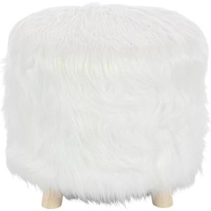 image:imageDeco 79 Polyester Stool with Faux Fur 19 x 19 x 16 WhiteWhite