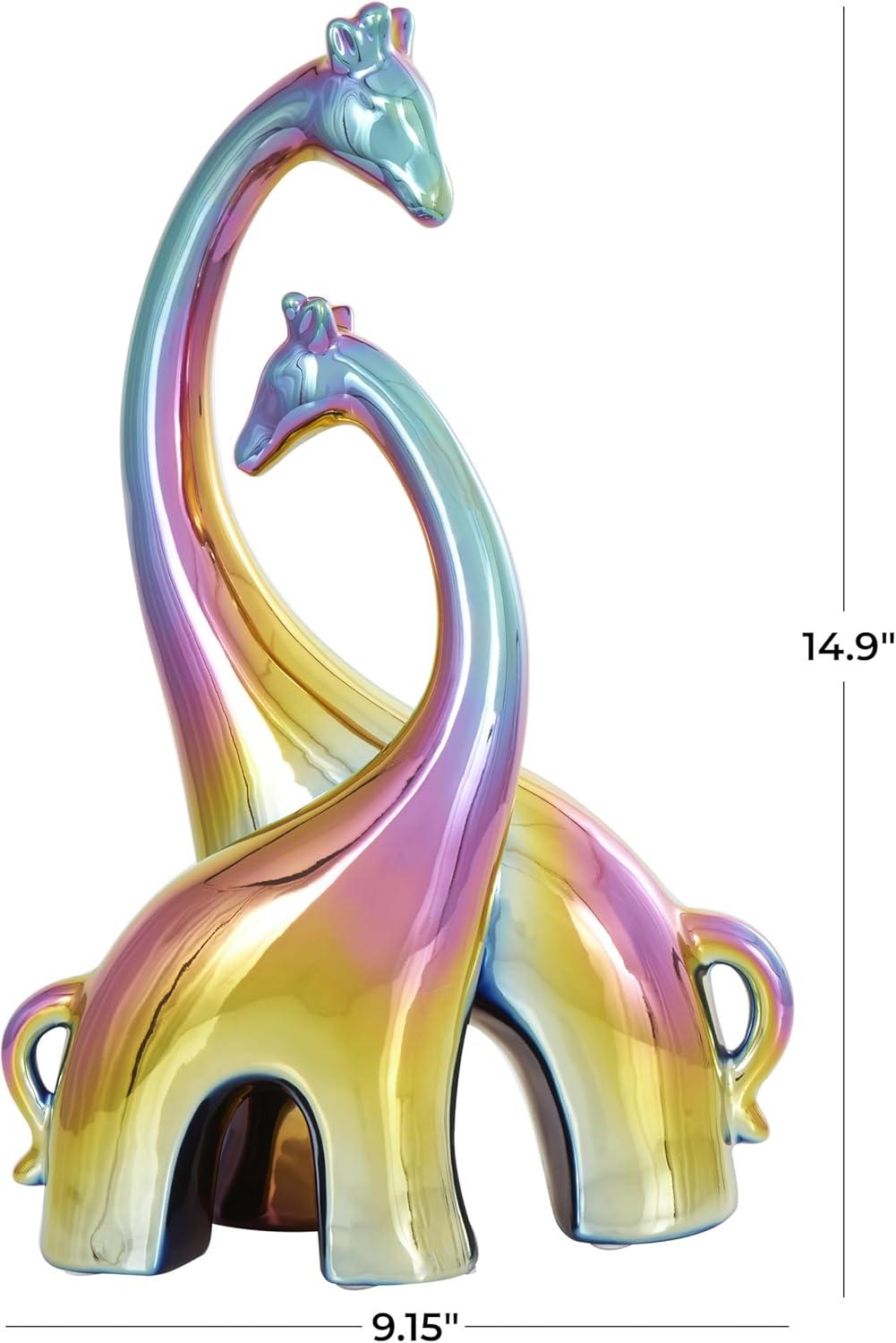 image:imageDeco 79 Ceramic Giraffe Decorative Sculpture Home Decor Statue Accent Figurine 11 x 5 x 15 SilverMulticolor