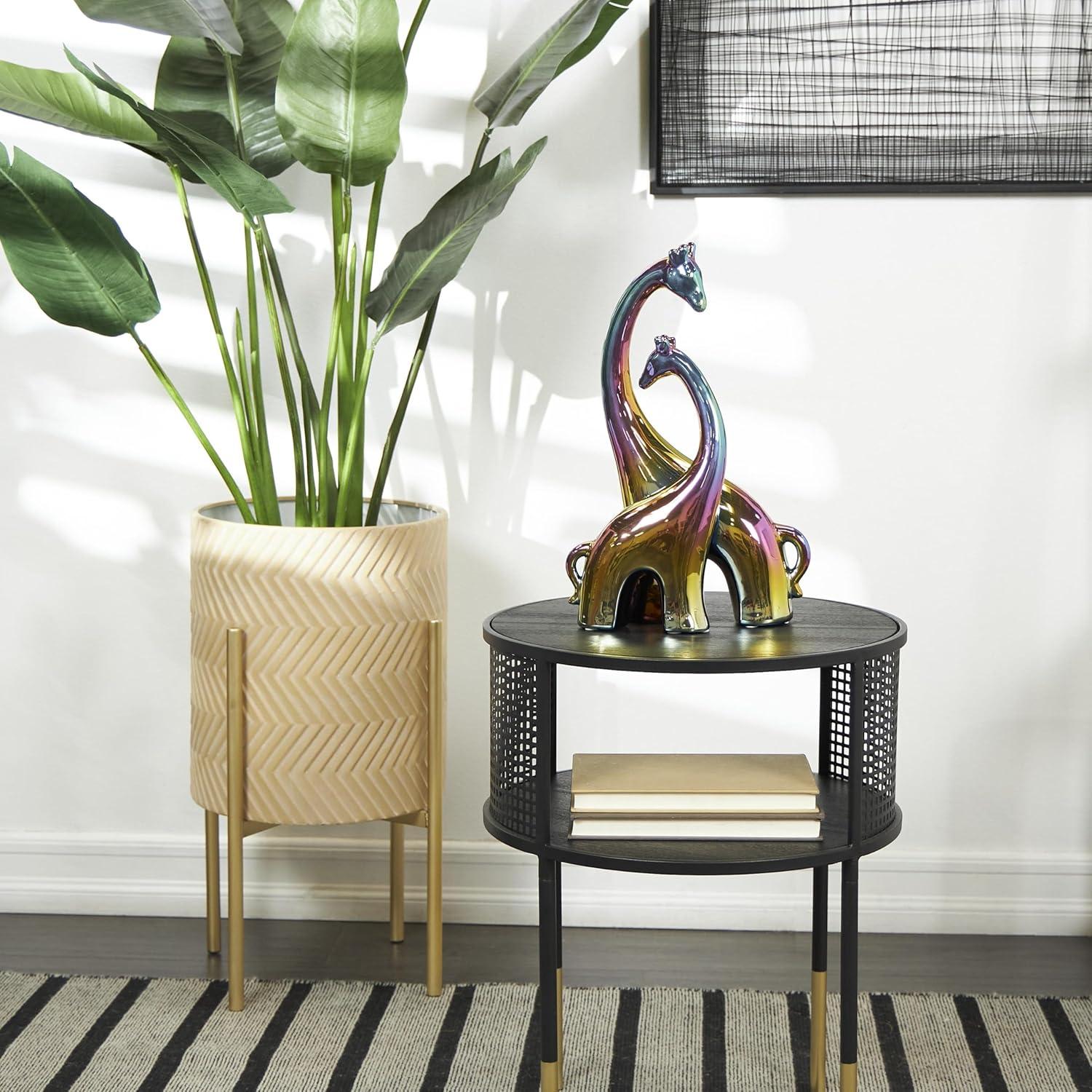 image:imageDeco 79 Ceramic Giraffe Decorative Sculpture Home Decor Statue Accent Figurine 11 x 5 x 15 SilverMulticolor