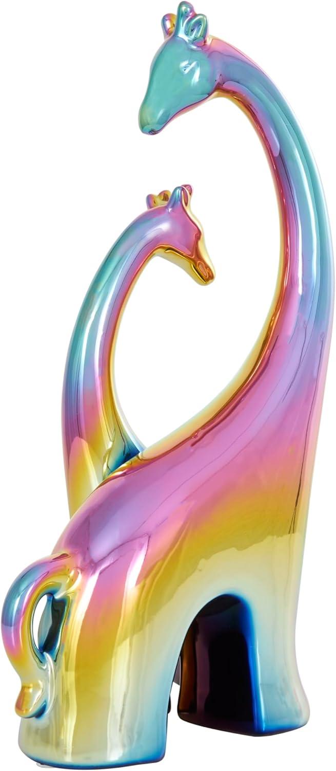 image:imageDeco 79 Ceramic Giraffe Decorative Sculpture Home Decor Statue Accent Figurine 11 x 5 x 15 SilverMulticolor