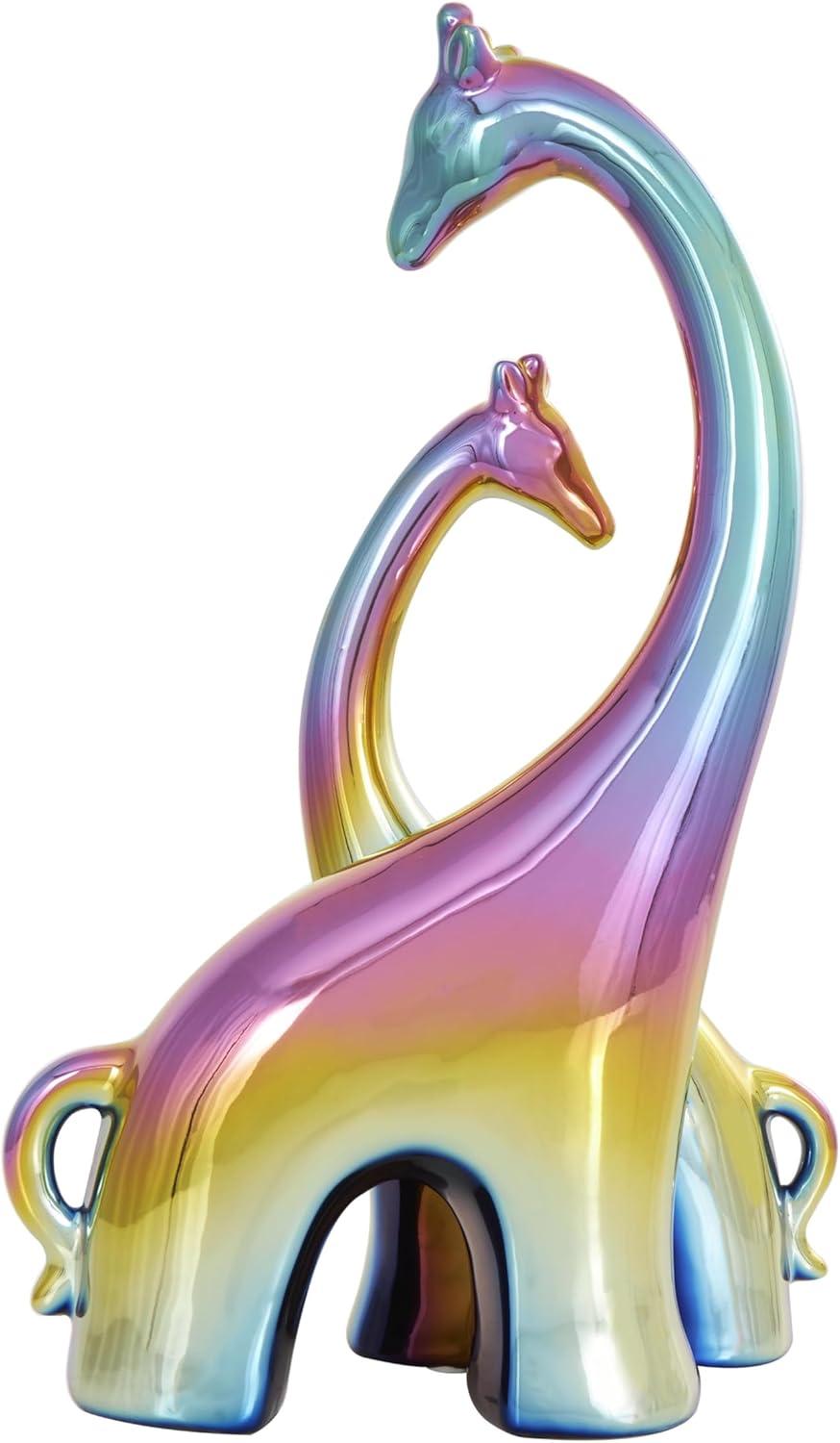 image:imageDeco 79 Ceramic Giraffe Decorative Sculpture Home Decor Statue Accent Figurine 11 x 5 x 15 SilverMulticolor