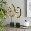 image:imageCosmoLiving by Cosmopolitan Marble Abstract Decorative Sculpture Home Decor Statues with Black Base Set of 2 Accent Figurines 24 21H GoldGold