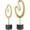 image:imageCosmoLiving by Cosmopolitan Marble Abstract Decorative Sculpture Home Decor Statues with Black Base Set of 2 Accent Figurines 24 21H GoldGold