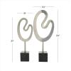 image:imageCosmoLiving by Cosmopolitan Marble Abstract Decorative Sculpture Home Decor Statues with Black Base Set of 2 Accent Figurines 24 21H GoldSilver