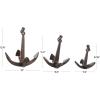 image:imageDeco 79 Aluminum Metal Anchor Decorative Sculpture Weathered Home Decor Statues with Hanging Hook Set of 3 Accent Figurines 14 11 8H Copper