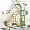 image:imageDeco 79 Aluminum Metal Elephant Decorative Sculpture Home Decor Statues Set of 3 Accent Figurines 12 8 5H Gold