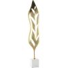 image:imageDeco 79 Aluminum Metal Leaf Decorative Sculpture Tall Textured Cutout Home Decor Statue with White Marble Base Accent Figurine 7 x 4 x 35 Gold7 x 4 x 35
