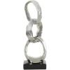 image:imageDeco 79 Ceramic Abstract Decorative Sculpture Interlocked Ring Home Decor Statue with Black Base Accent Figurine 5 x 5 x 15 SilverSilver