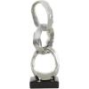 image:imageDeco 79 Ceramic Abstract Decorative Sculpture Interlocked Ring Home Decor Statue with Black Base Accent Figurine 5 x 5 x 15 SilverSilver