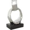 image:imageDeco 79 Ceramic Abstract Decorative Sculpture Interlocked Ring Home Decor Statue with Black Base Accent Figurine 5 x 5 x 15 SilverSilver