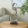 image:imageDeco 79 Ceramic Abstract Decorative Sculpture Interlocked Ring Home Decor Statue with Black Base Accent Figurine 5 x 5 x 15 SilverSilver