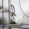 image:imageDeco 79 Ceramic Abstract Decorative Sculpture Swirl Home Decor Statue with Black Base Accent Figurine 7 x 4 x 18 SilverAntique Silver