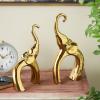 image:imageDeco 79 Ceramic Elephant Decorative Sculpture Home Decor Statue Accent Figurine 11 x 2 x 14 SilverGold