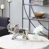 image:imageDeco 79 Ceramic Elephant Decorative Sculpture Home Decor Statue Accent Figurine 11 x 2 x 14 SilverSilver