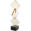 image:imageDeco 79 Glass Abstract Decorative Sculpture Ring Home Decor Statue with Clear Orbs and Black Square Base Accent Figurine 7 x 3 x 10 ClearOrange