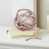 image:imageDeco 79 Glass Geometric Decorative Sculpture Orb Home Decor Statues with Overlapping Rings and Ball Center Set of 3 Accent Figurines 4 4 3 H ClearPink