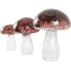 image:imageDeco 79 Glass Mushroom Decorative Sculpture Textured Home Decor Statues Set of 3 Accent Figurines 12 10 8H GreenRed