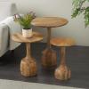image:imageDeco 79 Mango Wood Handmade Side End Accent Table End Table with Elevated Bases Set of 3 Side Table 24 20 18 H Brown