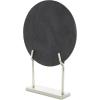 image:imageDeco 79 Marble Abstract Decorative Sculpture Textured Disk Home Decor Statue with Silver Stand Accent Figurine 14 x 3 x 20 BlackSilver