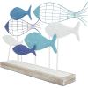 image:imageDeco 79 Metal Fish Decorative Sculpture Home Decor Statue Accent Figurine 22 x 6 x 15 Blue