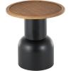 image:imageDeco 79 Metal Handmade Side End Accent Table Pedestal End Table with Brown Rattan Tabletop Side Table 19 x 19 x 20 Black