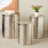 image:imageDeco 79 Metal Side End Accent Table Ribbed Drum End Table Set of 3 Side Table 24 22 20 H Silver