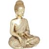 image:imageDeco 79 Polystone Buddha Decorative Sculpture Meditating Home Decor Statue with Engraved Carvings and Relief Detailing Accent Figurine 6 x 4 x 8 Gold