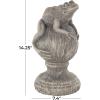 image:imageDeco 79 Polystone Frog Decorative Sculpture Textured Home Decor Statue with Round Base Accent Figurine 7 x 7 x 14 Gray